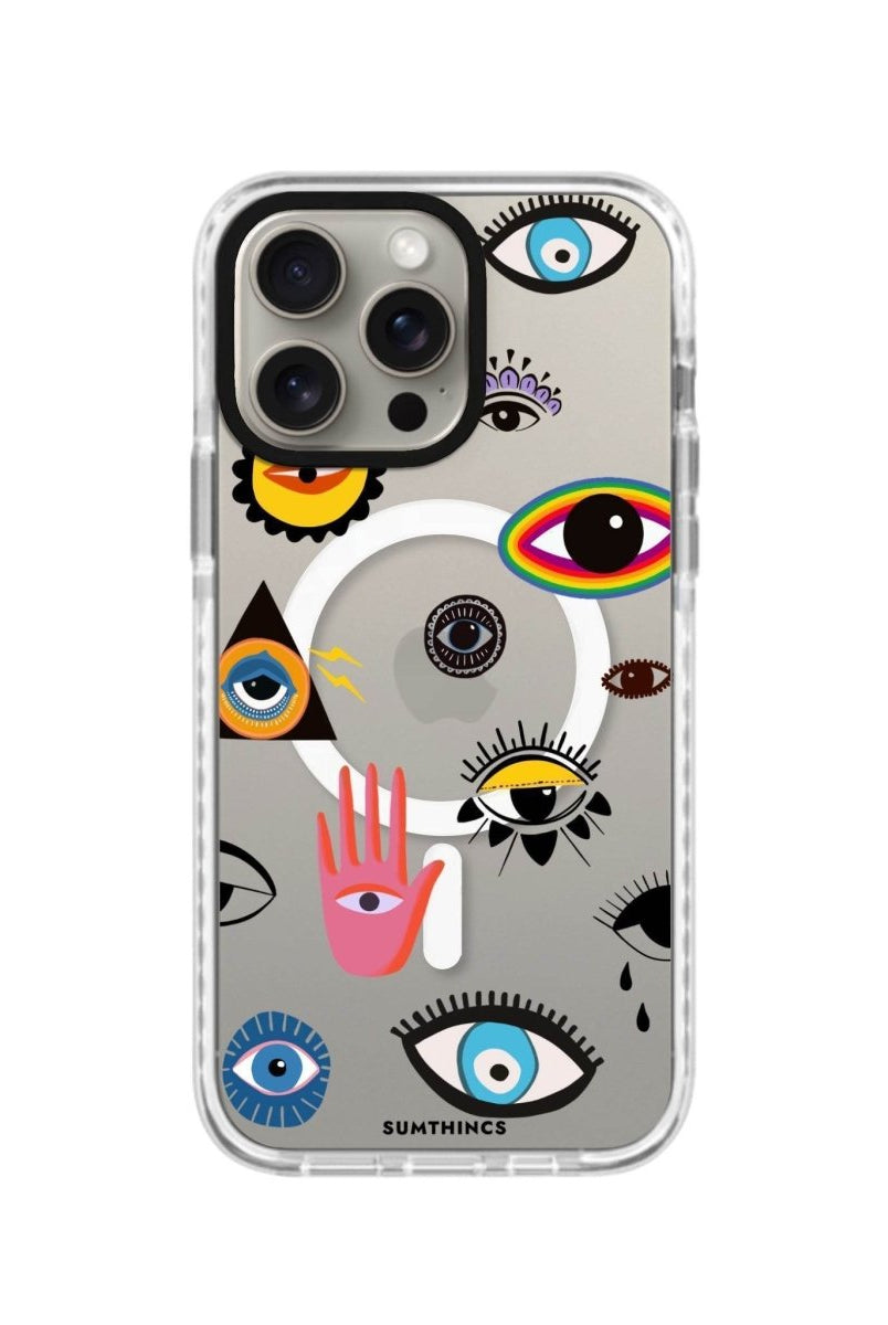 iPhone 14 Plus Eye Stickers Magsafe Procase Şeffaf Telefon Kılıfı Beyaz Şeffaf - SUMTHINCS