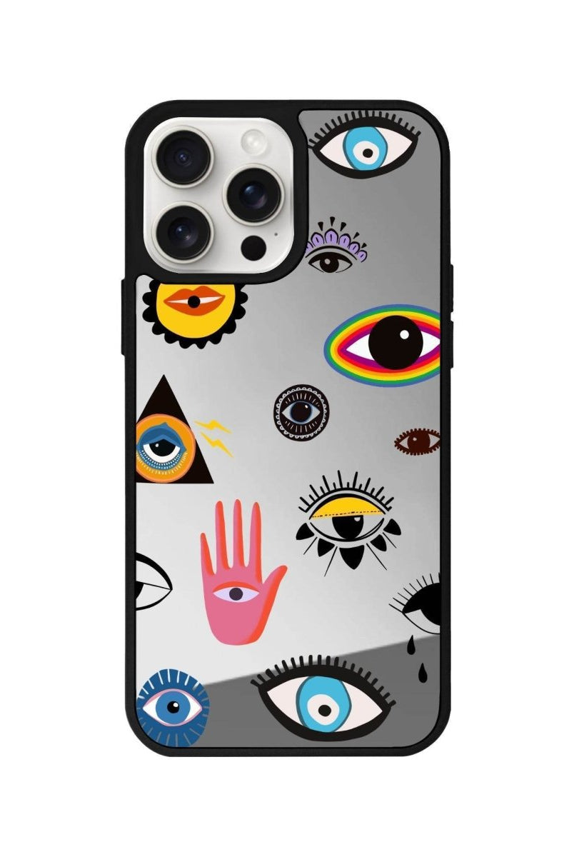iPhone 14 Plus Eye Stickers Mirror Aynalı Telefon Kılıfı Gümüş - SUMTHINCS