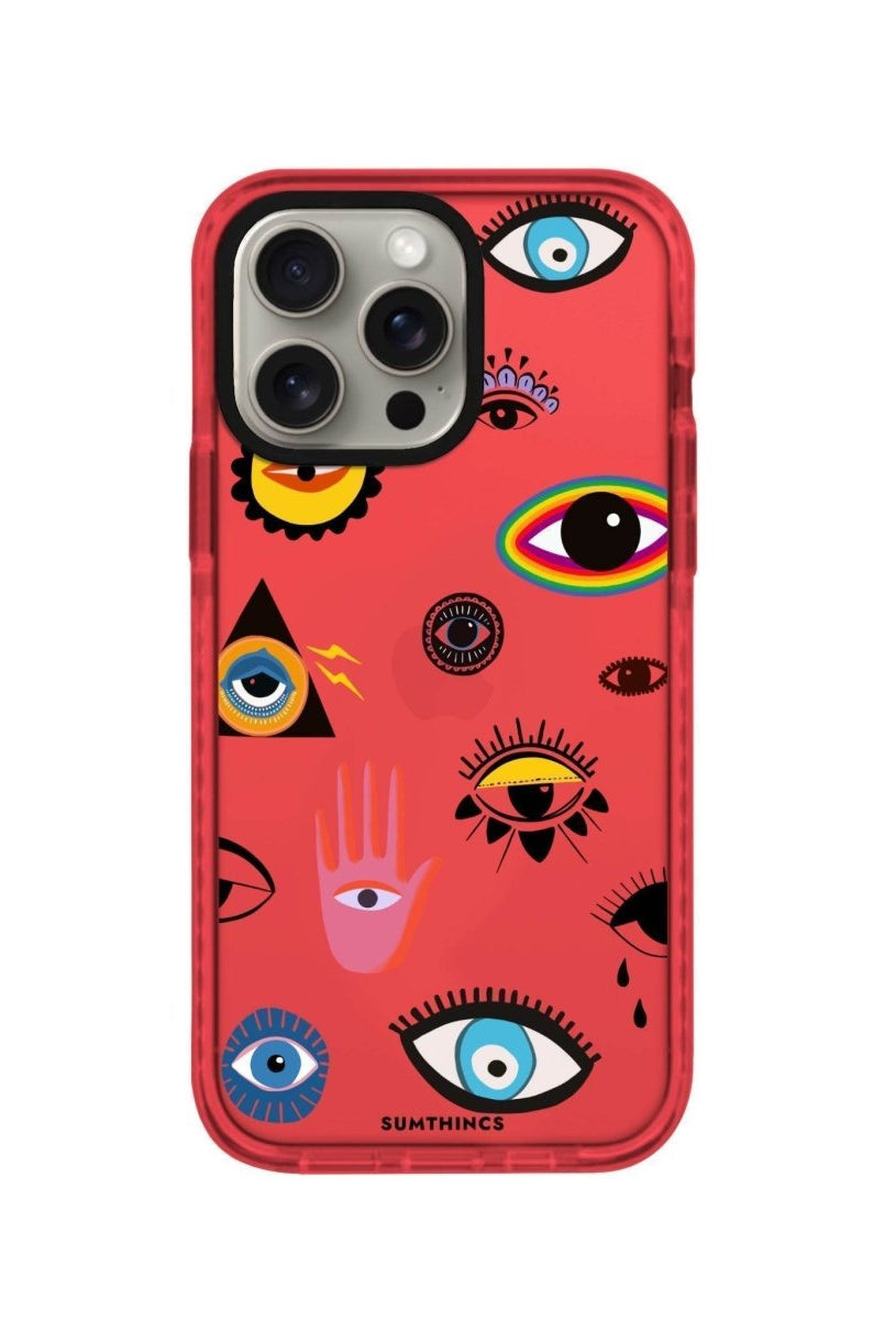 iPhone 14 Plus Eye Stickers Procase Şeffaf Telefon Kılıfı Kırmızı - SUMTHINCS