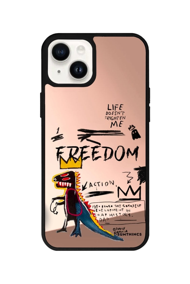 iPhone 14 Plus Freedom Mirror Aynalı Telefon Kılıfı Metalik Pembe - SUMTHINCS