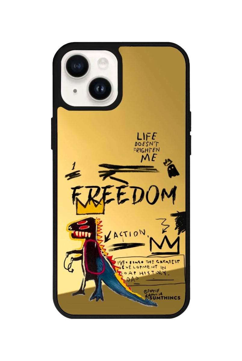 iPhone 14 Plus Freedom Mirror Aynalı Telefon Kılıfı Altın - SUMTHINCS