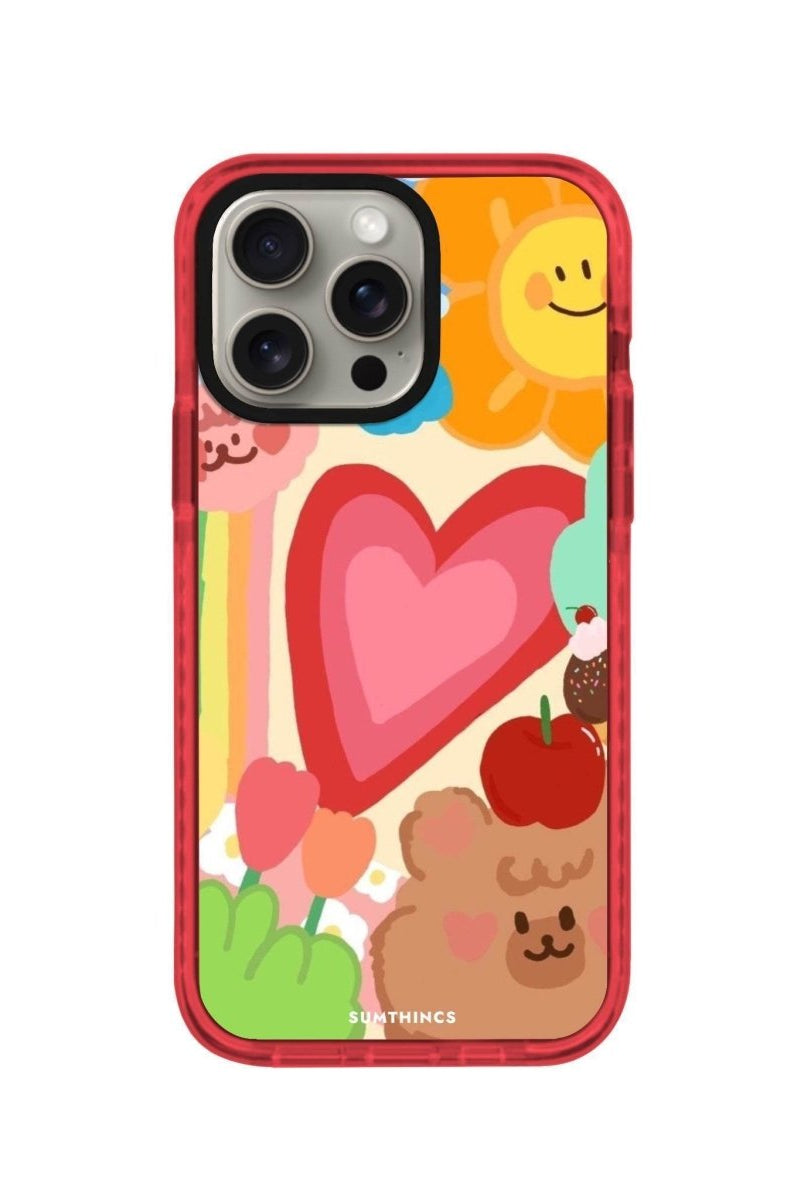 iPhone 14 Plus Happy Day Procase Şeffaf Telefon Kılıfı Kırmızı - SUMTHINCS