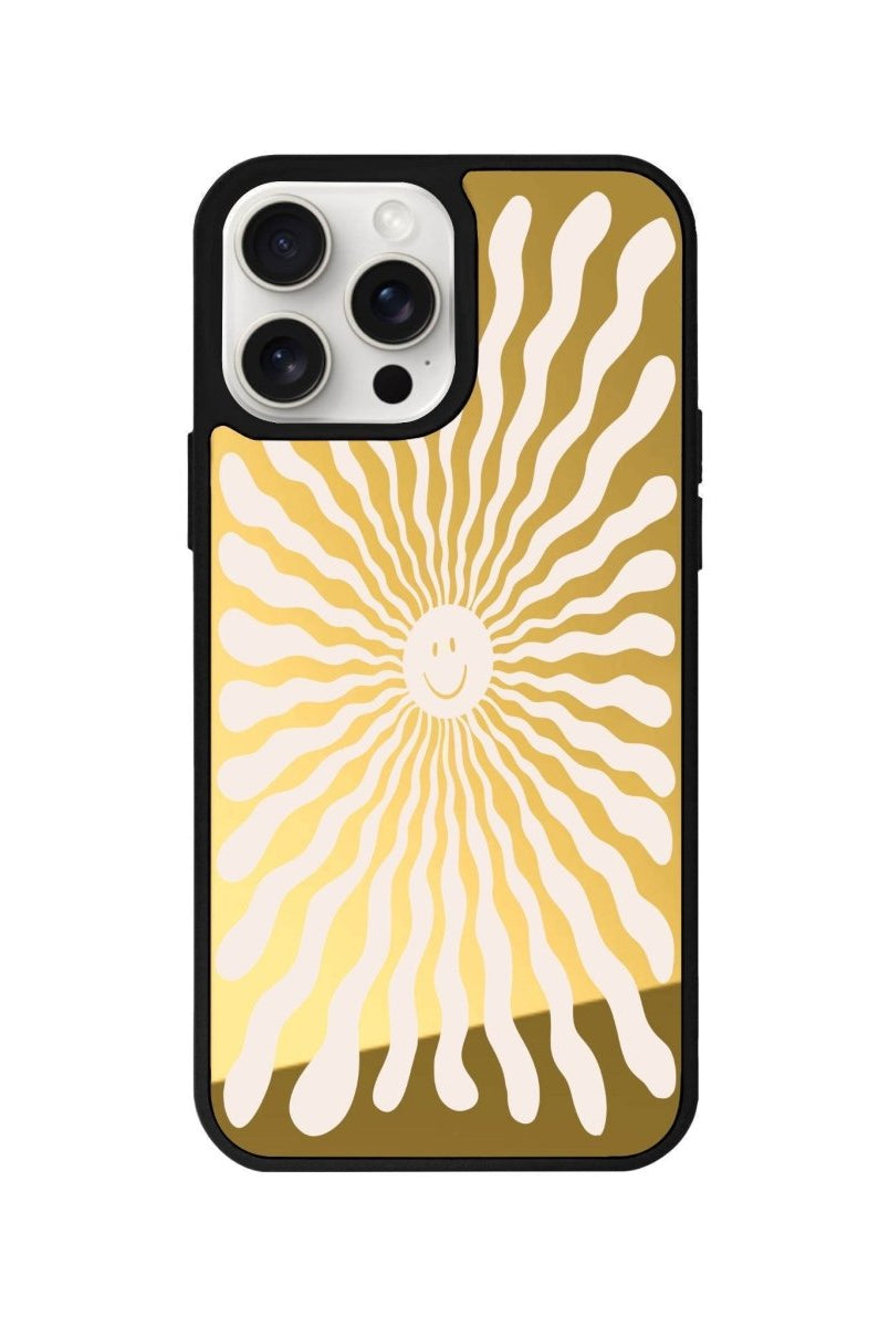 iPhone 14 Plus Happy Little Sun Mirror Aynalı Telefon Kılıfı Altın - SUMTHINCS