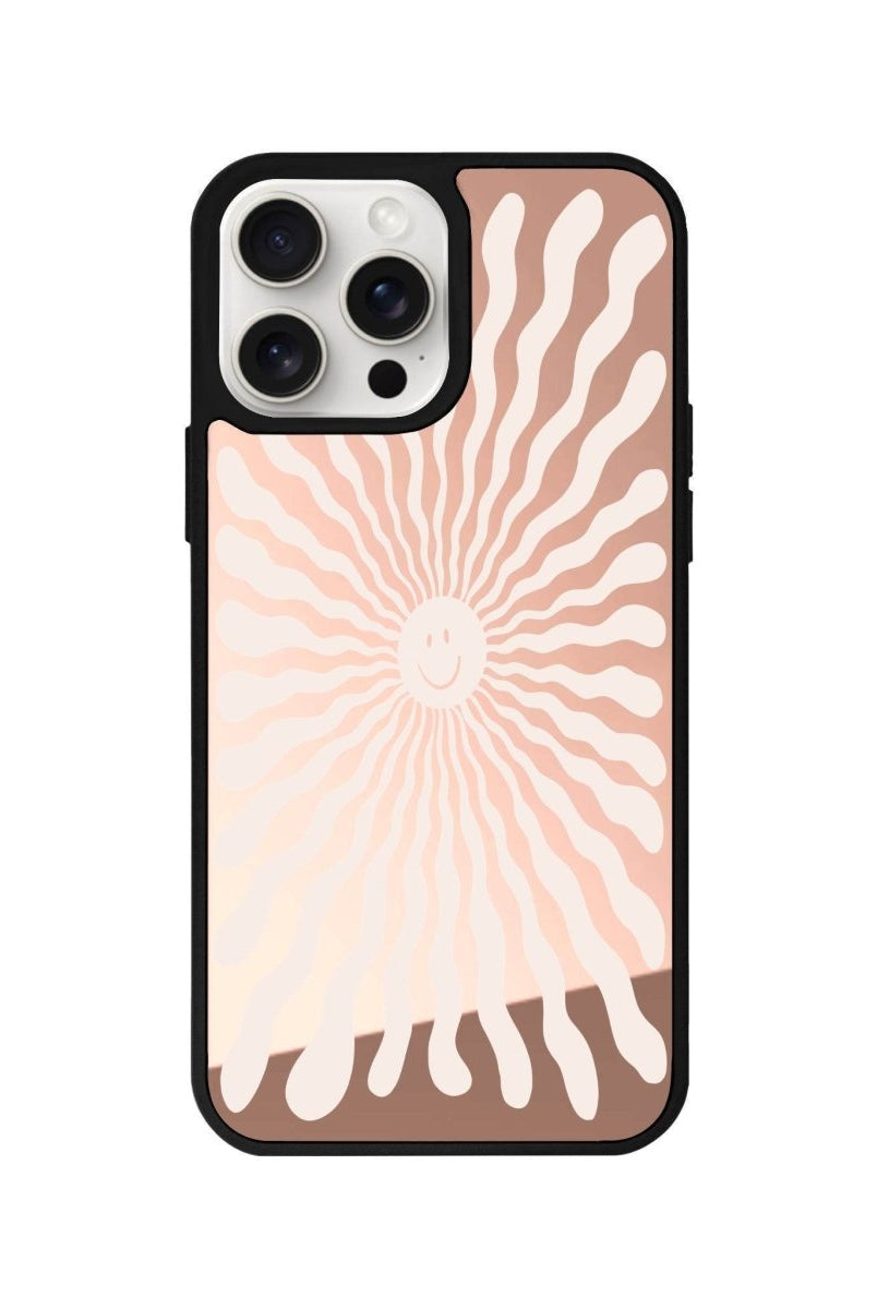 iPhone 14 Plus Happy Little Sun Mirror Aynalı Telefon Kılıfı Metalik Pembe - SUMTHINCS