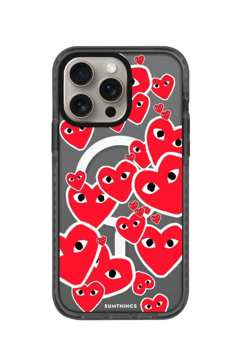 iPhone 14 Plus Hearts Magsafe Procase Şeffaf Telefon Kılıfı Antrasit - SUMTHINCS