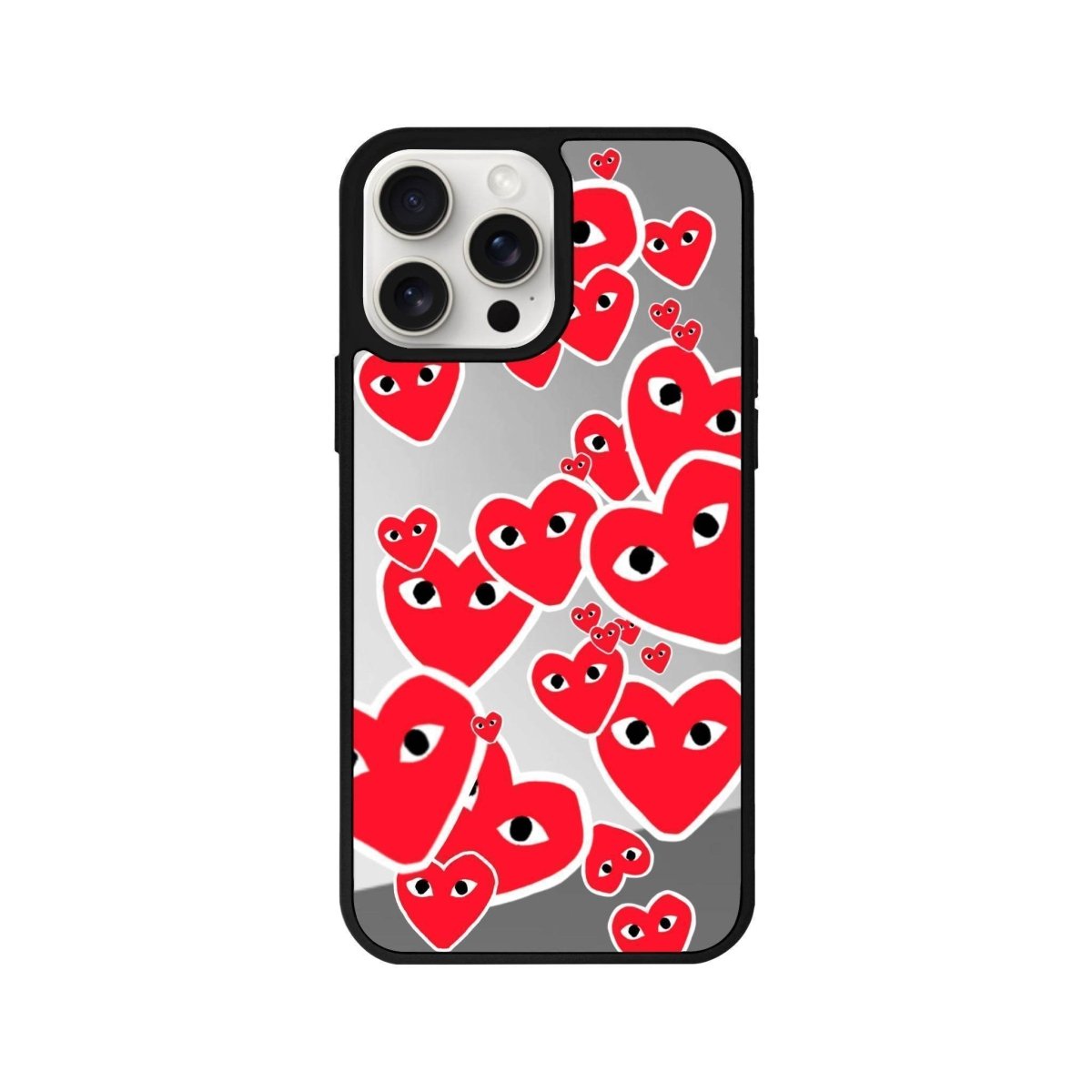 iPhone 14 Plus Hearts Mirror Aynalı Telefon Kılıfı Gümüş - SUMTHINCS