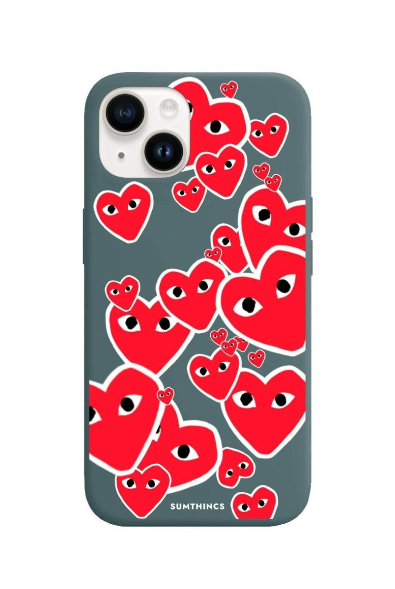 iPhone 14 Plus Hearts Premium Telefon Kılıfı Kaktüs Yeşili - SUMTHINCS