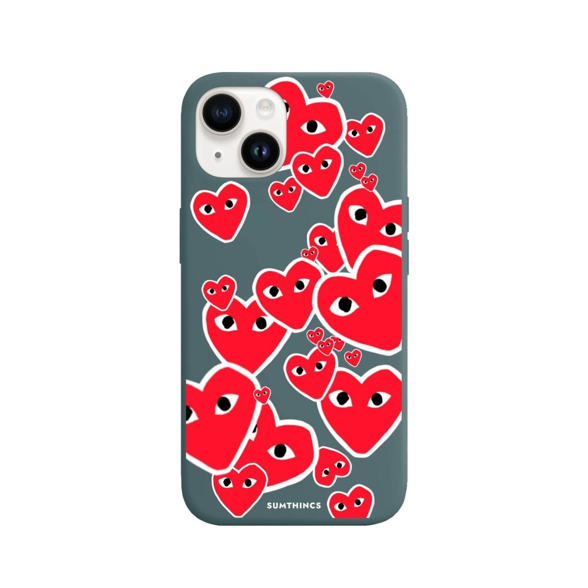 iPhone 14 Plus Hearts Premium Telefon Kılıfı Kaktüs Yeşili - SUMTHINCS