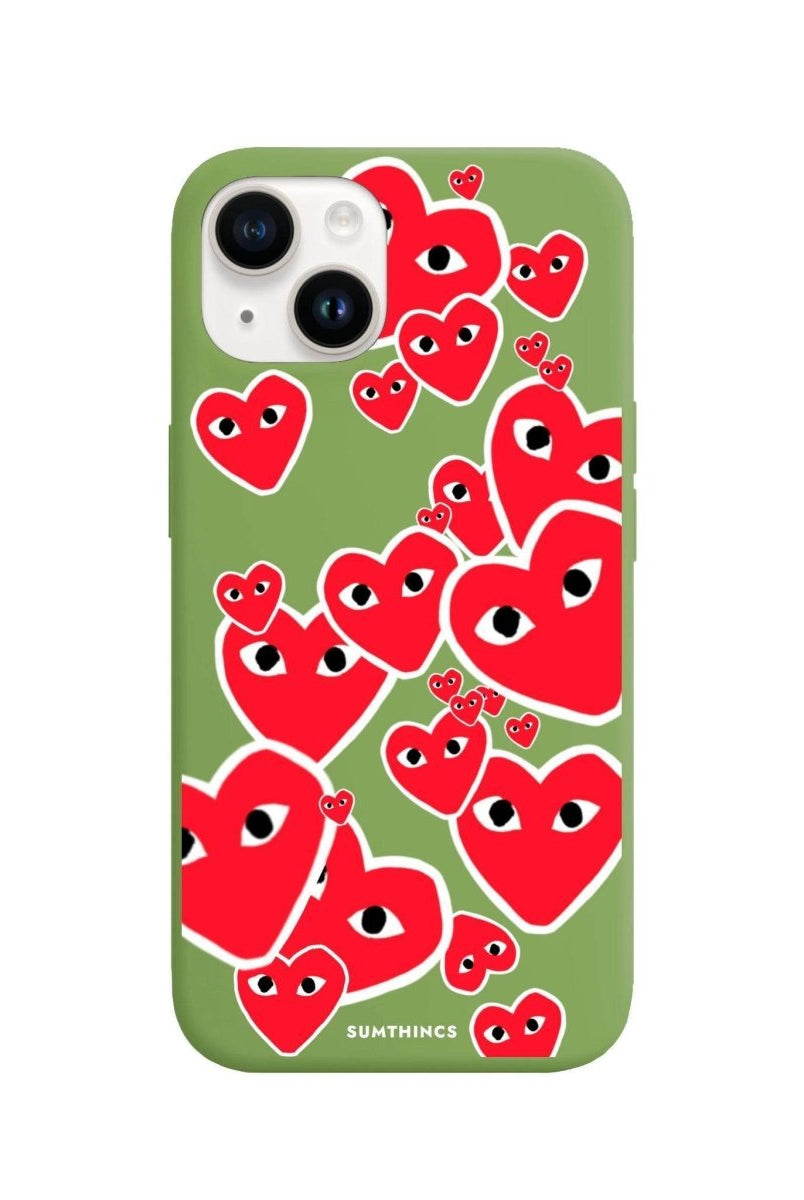 iPhone 14 Plus Hearts Premium Telefon Kılıfı Fıstık Yeşili - SUMTHINCS