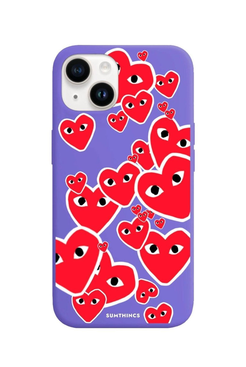 iPhone 14 Plus Hearts Premium Telefon Kılıfı Lila - SUMTHINCS