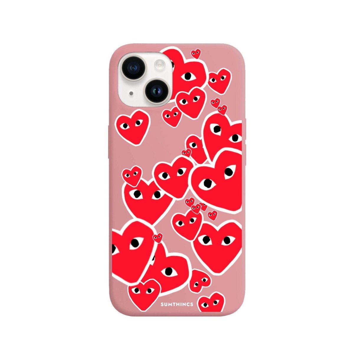 iPhone 14 Plus Hearts Premium Telefon Kılıfı Pembe - SUMTHINCS
