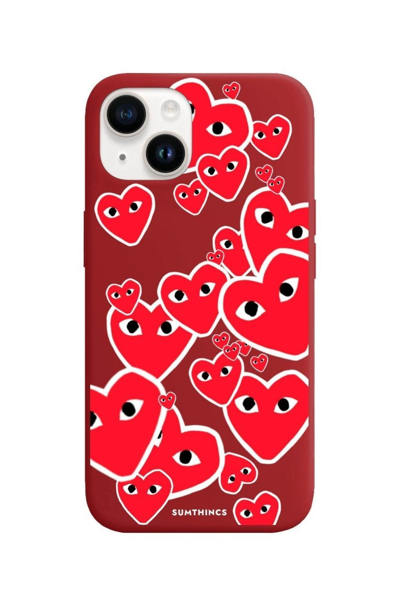 iPhone 14 Plus Hearts Premium Telefon Kılıfı Kırmızı - SUMTHINCS
