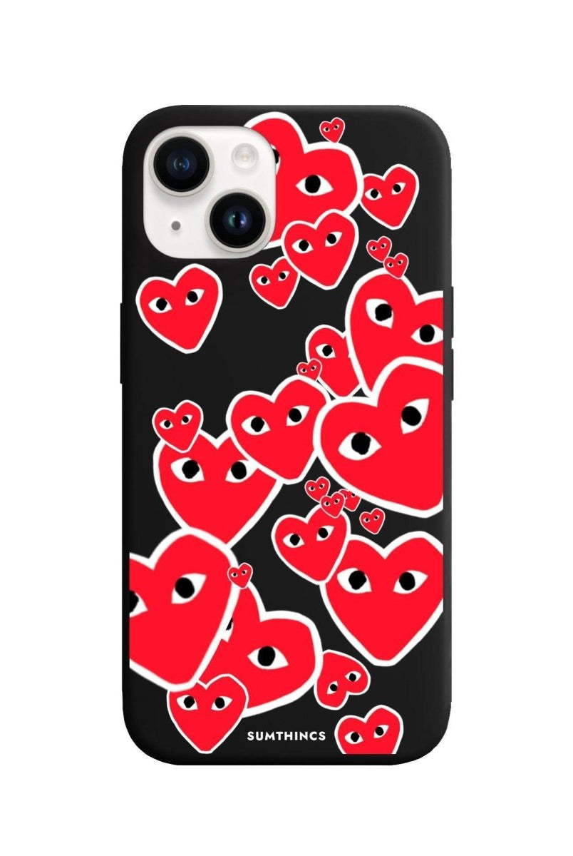 iPhone 14 Plus Hearts Premium Telefon Kılıfı Siyah - SUMTHINCS