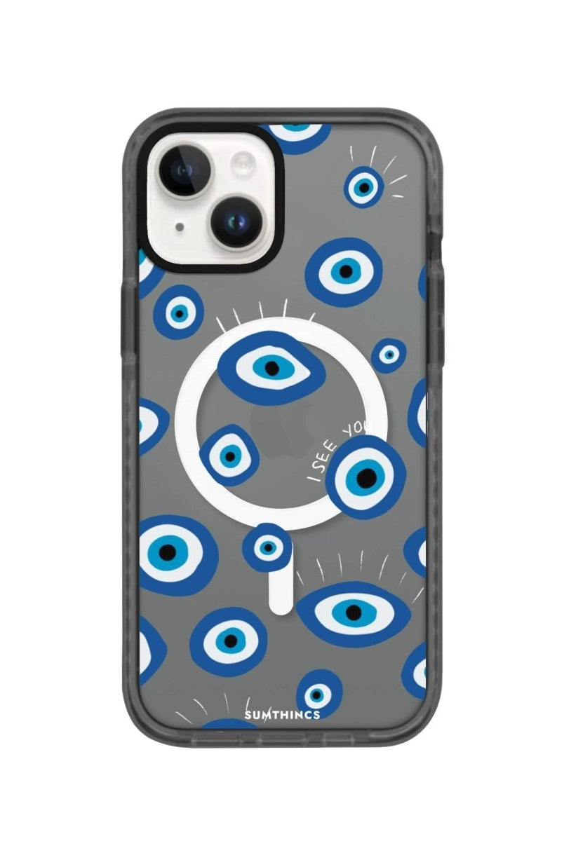 iPhone 14 Plus I See You Magsafe Procase Şeffaf Telefon Kılıfı Antrasit - SUMTHINCS