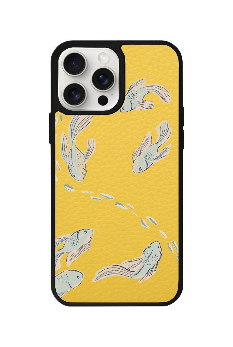 iPhone 14 Plus Koi Fish Leather Vegan Deri Telefon Kılıfı - SUMTHINCS