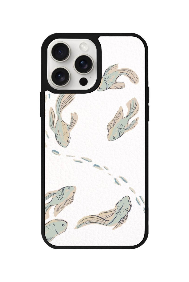 iPhone 14 Plus Koi Fish Leather Vegan Deri Telefon Kılıfı - SUMTHINCS