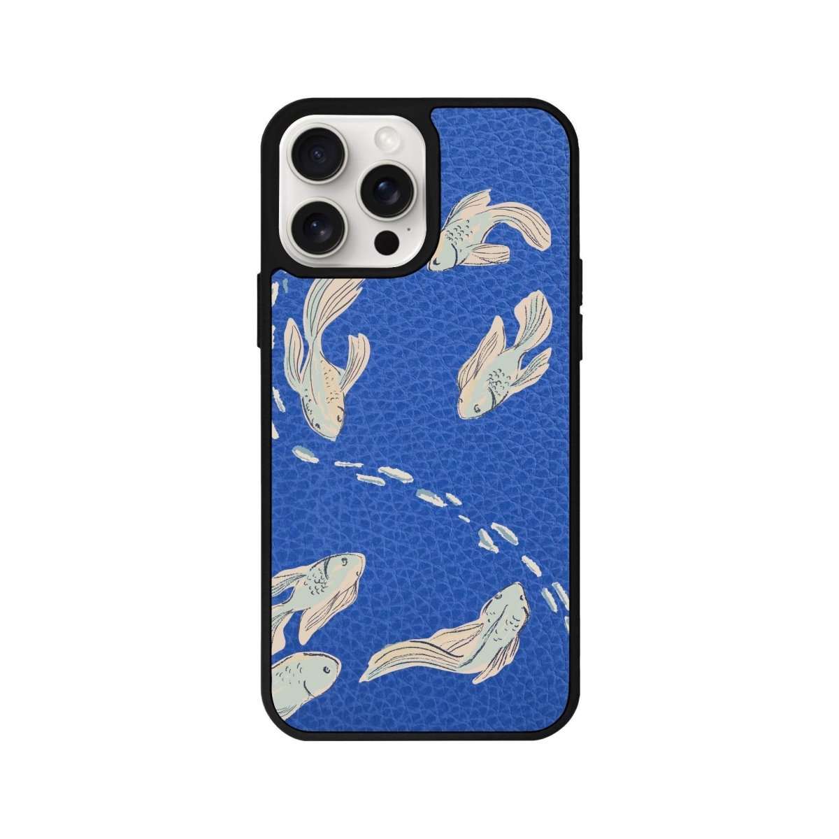 iPhone 14 Plus Koi Fish Leather Vegan Deri Telefon Kılıfı Mavi - SUMTHINCS