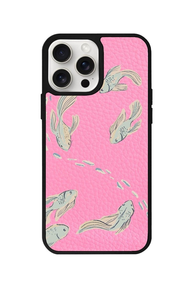 iPhone 14 Plus Koi Fish Leather Vegan Deri Telefon Kılıfı - SUMTHINCS