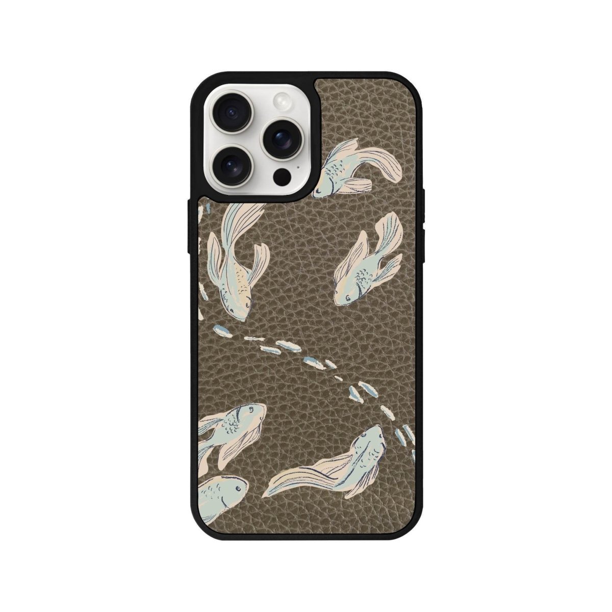 iPhone 14 Plus Koi Fish Leather Vegan Deri Telefon Kılıfı - SUMTHINCS