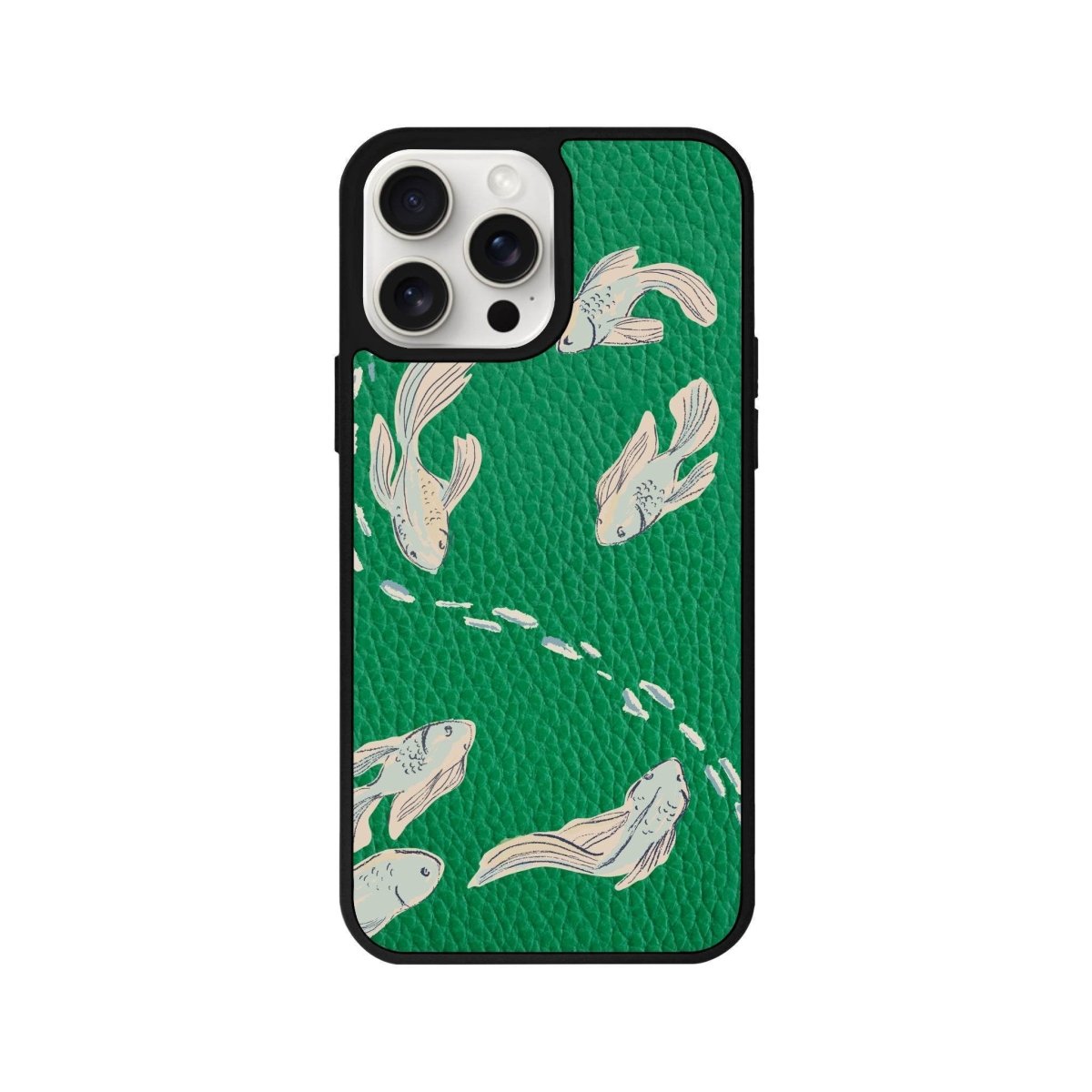 iPhone 14 Plus Koi Fish Leather Vegan Deri Telefon Kılıfı - SUMTHINCS