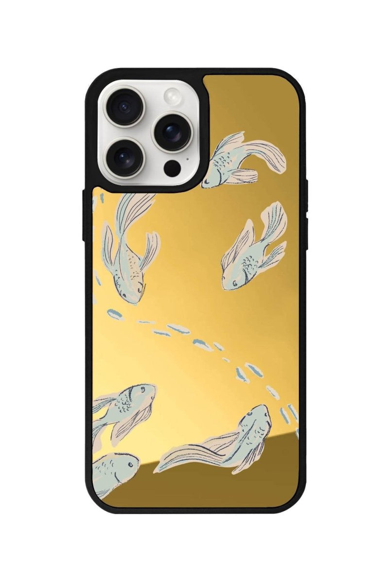 iPhone 14 Plus Koi Fish Mirror Aynalı Telefon Kılıfı Altın - SUMTHINCS
