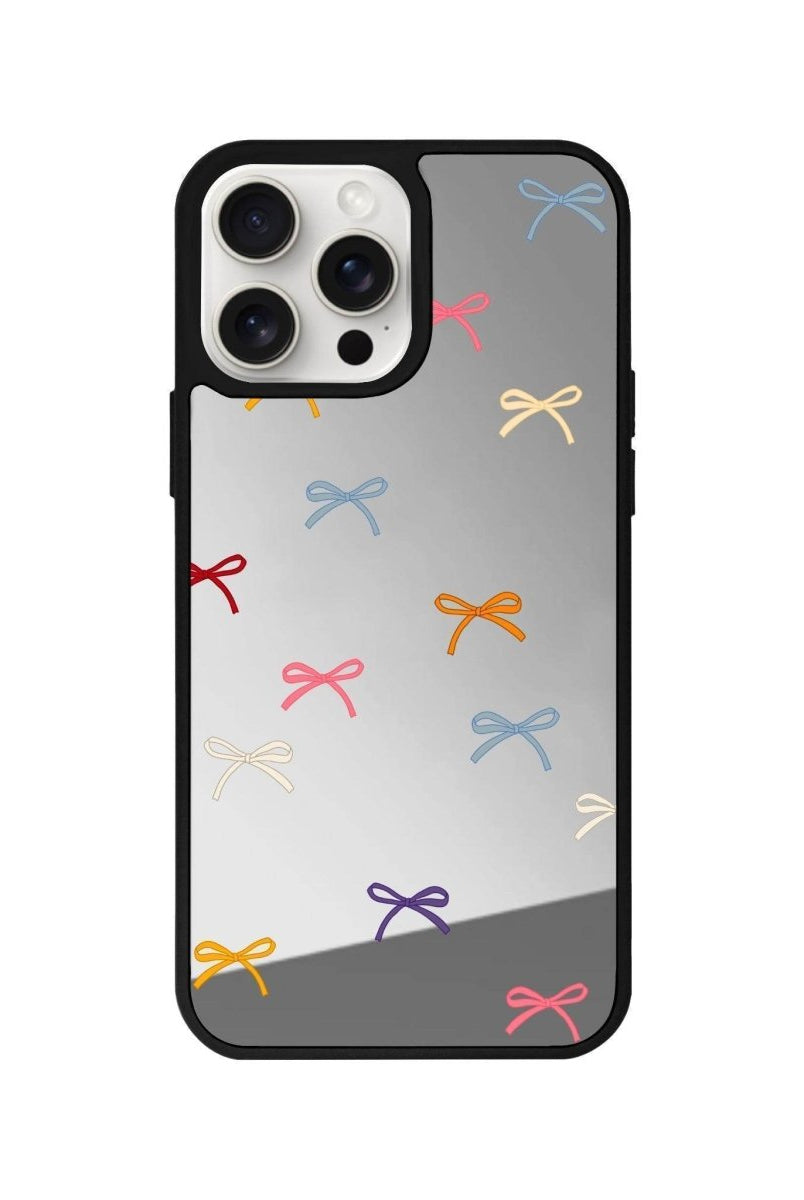 iPhone 14 Plus Little Bows Mirror Aynalı Telefon Kılıfı Gümüş - SUMTHINCS