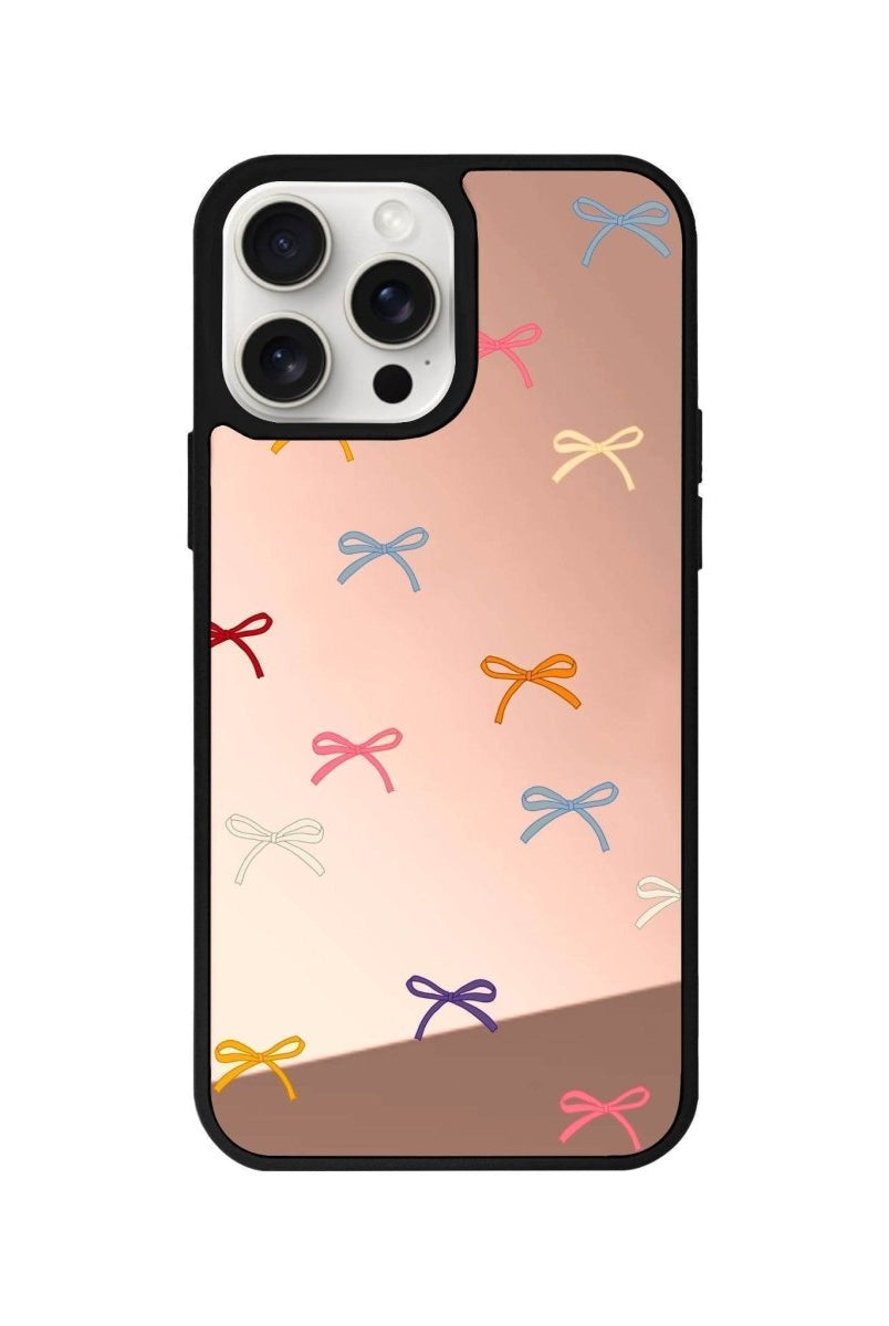iPhone 14 Plus Little Bows Mirror Aynalı Telefon Kılıfı Metalik Pembe - SUMTHINCS