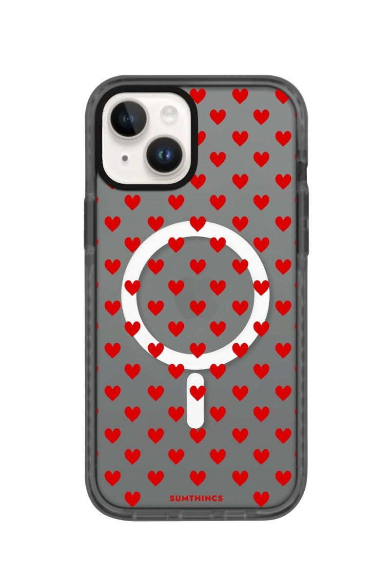 iPhone 14 Plus Little Hearts Magsafe Procase Şeffaf Telefon Kılıfı Antrasit - SUMTHINCS