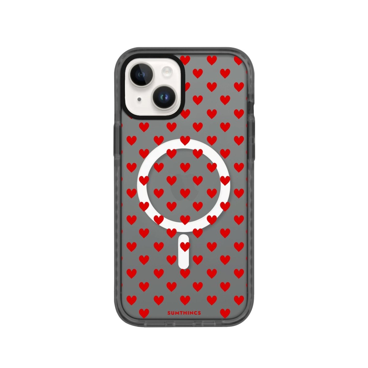 iPhone 14 Plus Little Hearts Magsafe Procase Şeffaf Telefon Kılıfı Antrasit - SUMTHINCS