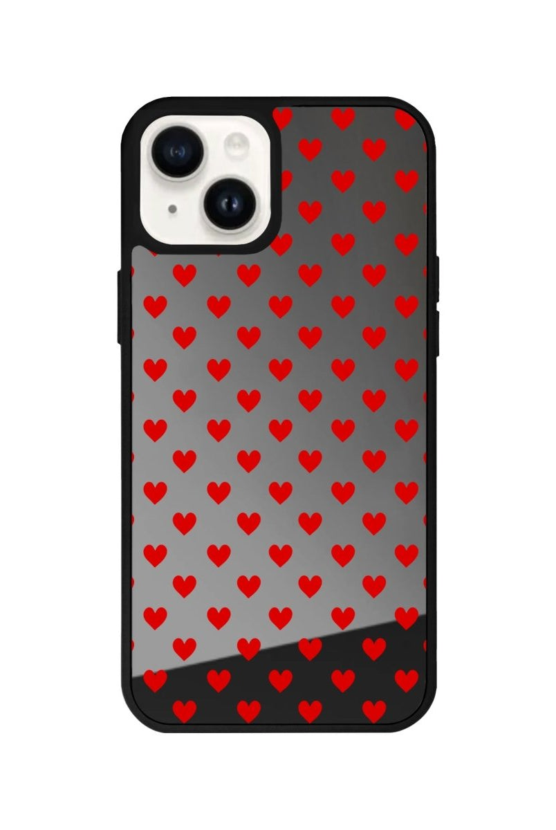 iPhone 14 Plus Little Hearts Mirror Aynalı Telefon Kılıfı Antrasit - SUMTHINCS