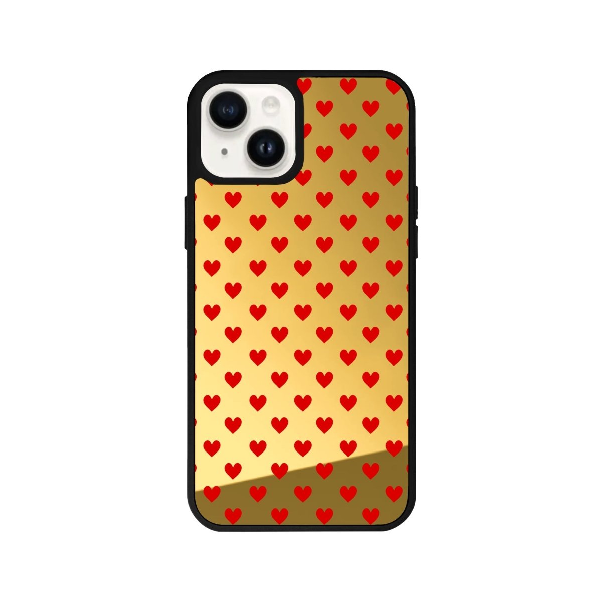 iPhone 14 Plus Little Hearts Mirror Aynalı Telefon Kılıfı Altın - SUMTHINCS
