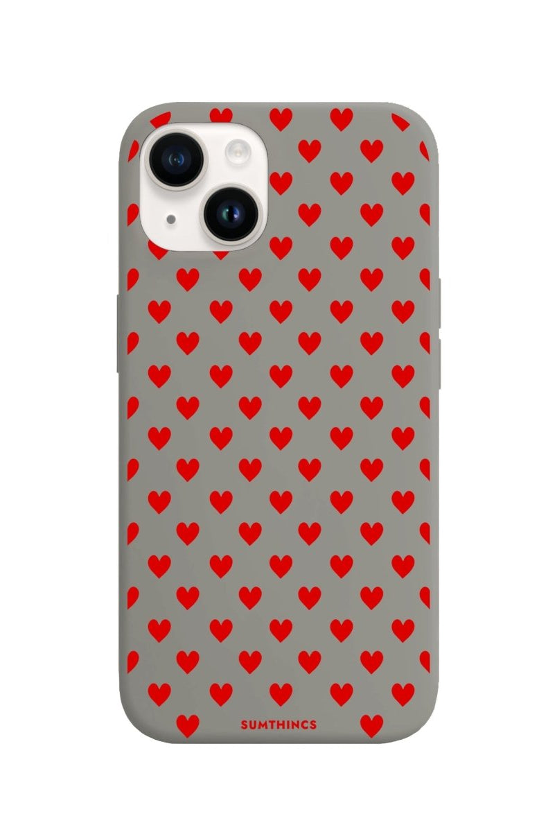 iPhone 14 Plus Little Hearts Premium Telefon Kılıfı Gri - SUMTHINCS