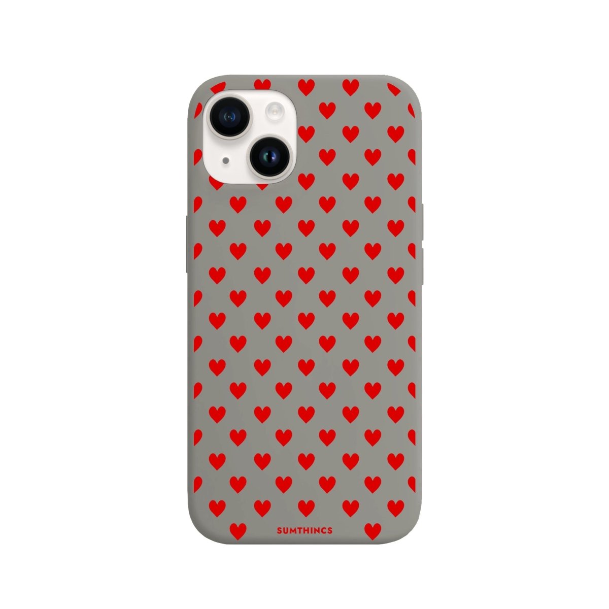 iPhone 14 Plus Little Hearts Premium Telefon Kılıfı Gri - SUMTHINCS