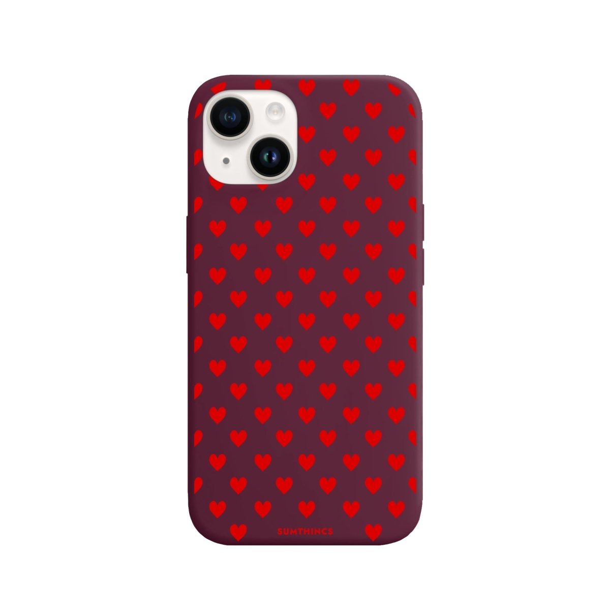 iPhone 14 Plus Little Hearts Premium Telefon Kılıfı Bordo - SUMTHINCS