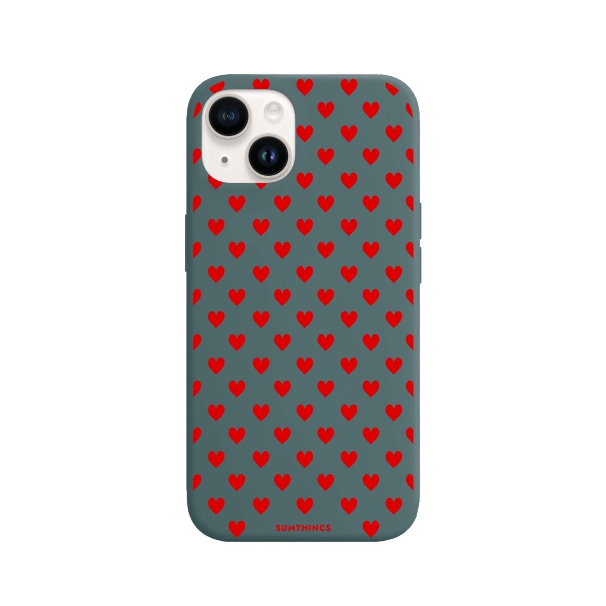 iPhone 14 Plus Little Hearts Premium Telefon Kılıfı Kaktüs Yeşili - SUMTHINCS