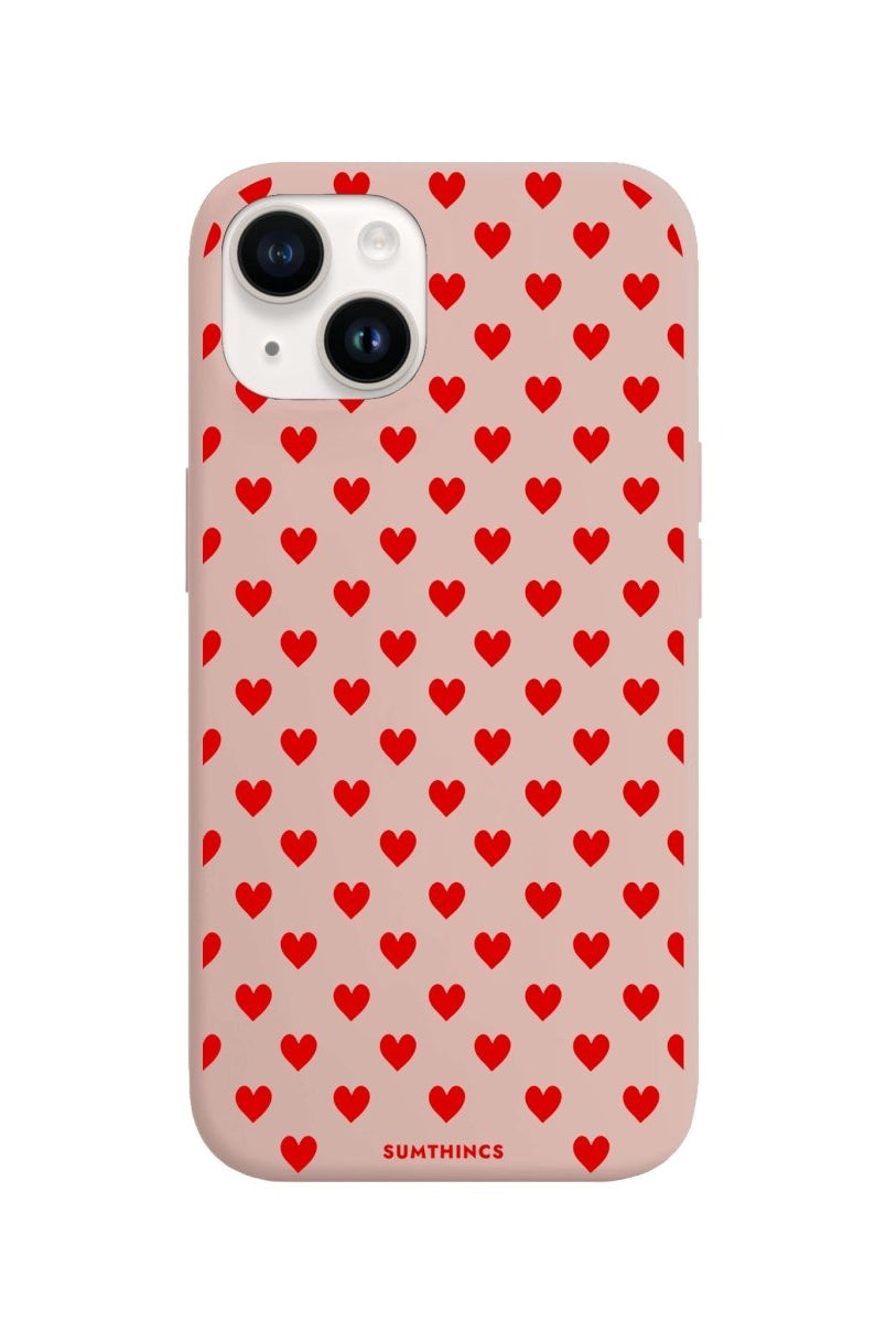 iPhone 14 Plus Little Hearts Premium Telefon Kılıfı Bej - SUMTHINCS