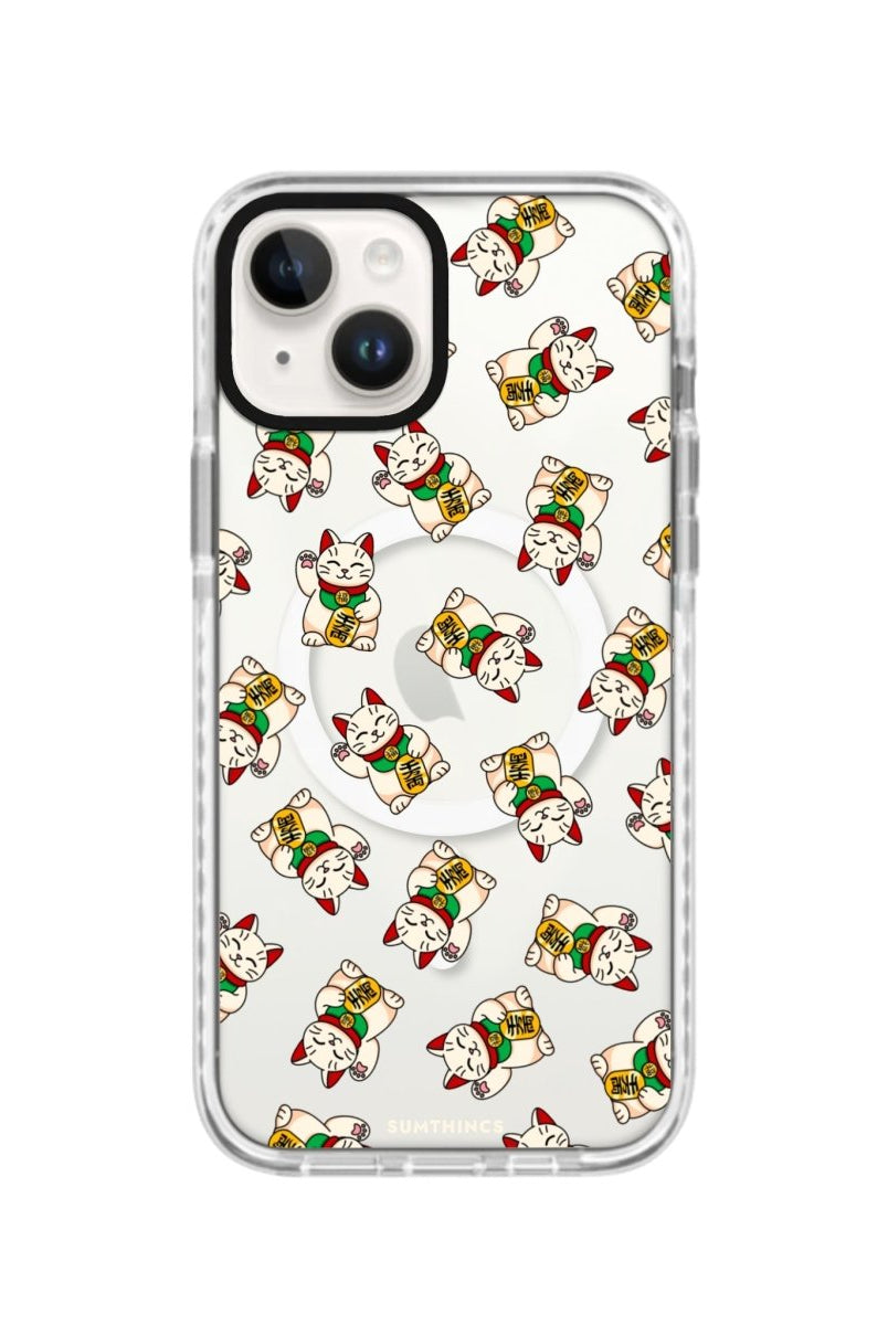iPhone 14 Plus Maneki Neko Magsafe Procase Şeffaf Telefon Kılıfı Beyaz Şeffaf - SUMTHINCS