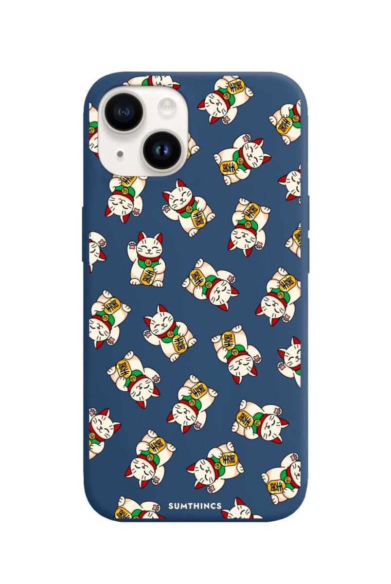 iPhone 14 Plus Maneki Neko Premium Telefon Kılıfı Pasifik Mavi - SUMTHINCS
