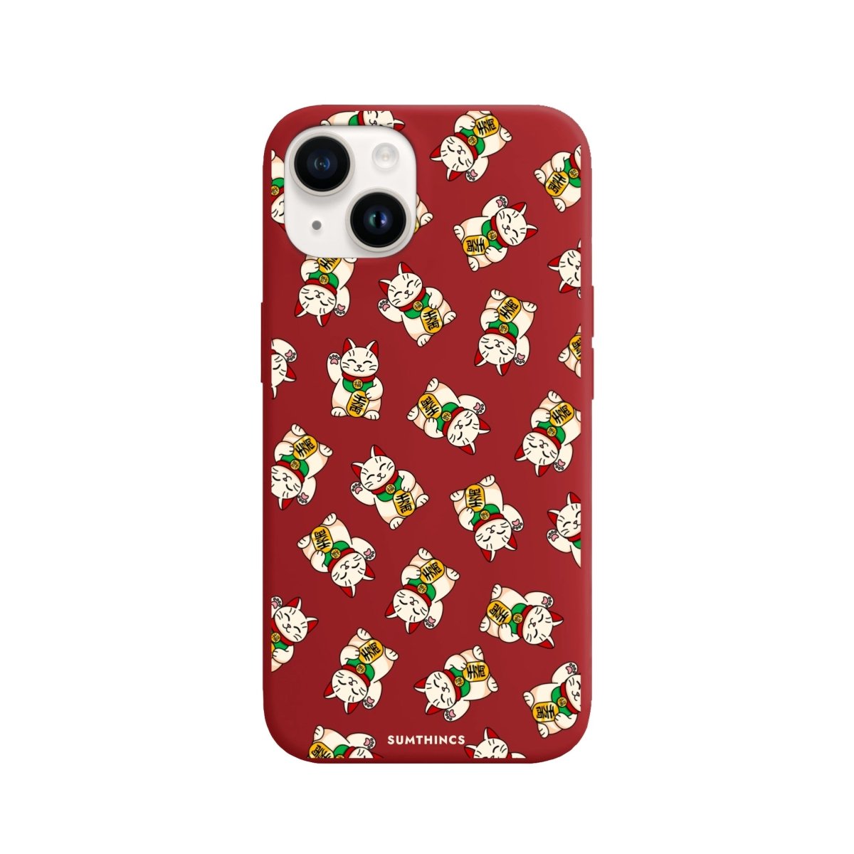 iPhone 14 Plus Maneki Neko Premium Telefon Kılıfı Kırmızı - SUMTHINCS