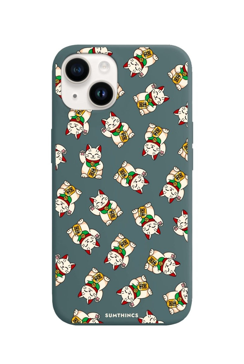 iPhone 14 Plus Maneki Neko Premium Telefon Kılıfı Kaktüs Yeşili - SUMTHINCS