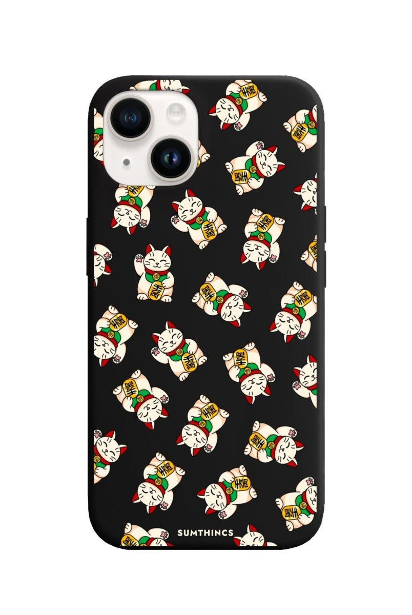 iPhone 14 Plus Maneki Neko Premium Telefon Kılıfı Siyah - SUMTHINCS