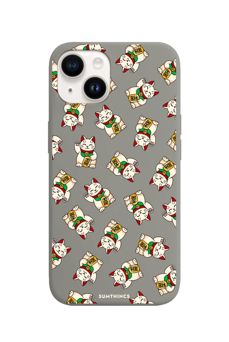 iPhone 14 Plus Maneki Neko Premium Telefon Kılıfı Gri - SUMTHINCS