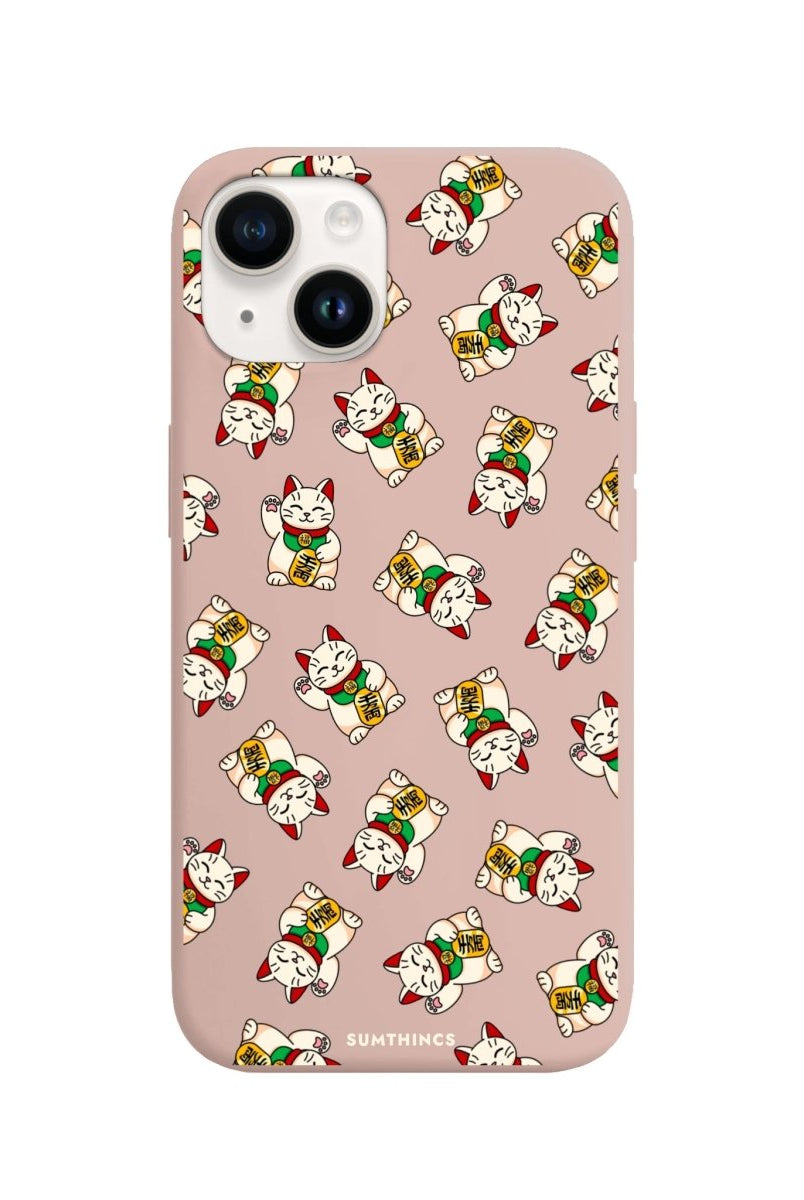 iPhone 14 Plus Maneki Neko Premium Telefon Kılıfı Bej - SUMTHINCS