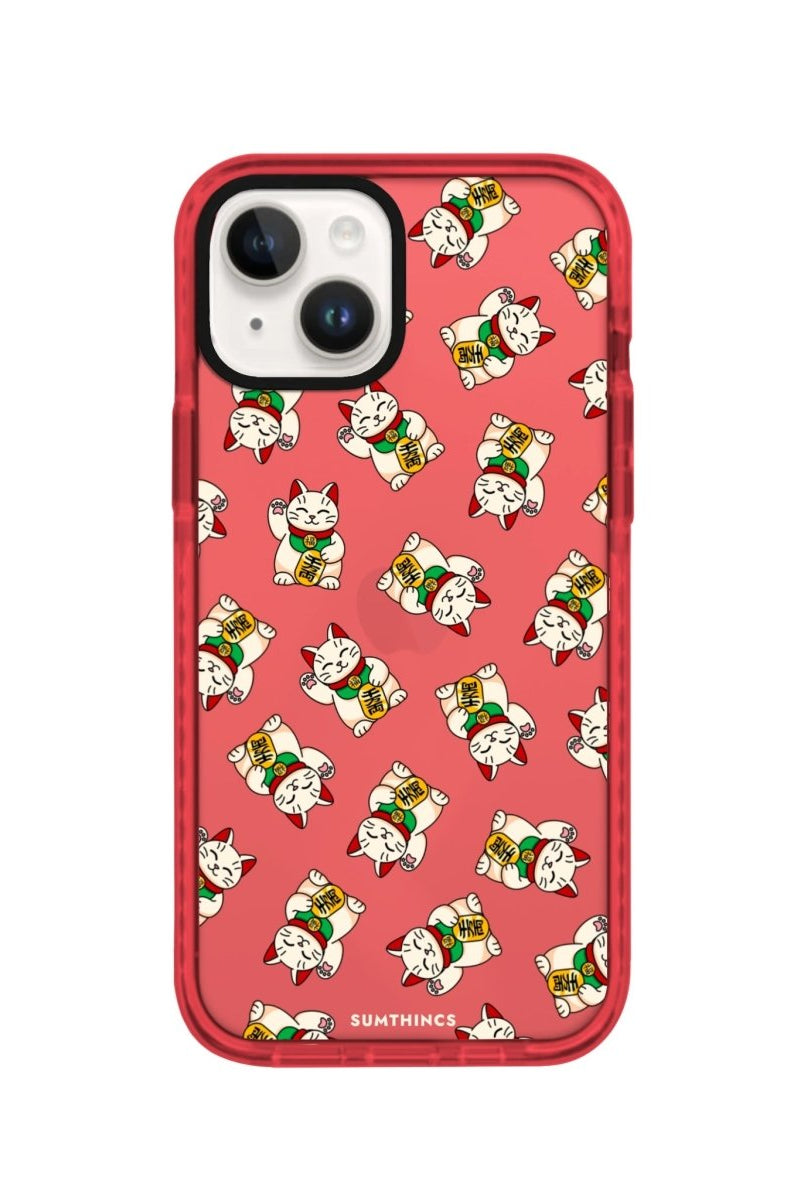 iPhone 14 Plus Maneki Neko Procase Şeffaf Telefon Kılıfı Kırmızı - SUMTHINCS