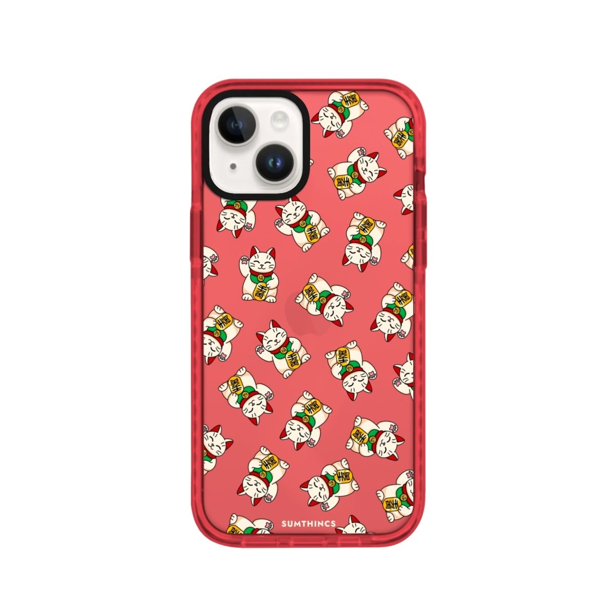 iPhone 14 Plus Maneki Neko Procase Şeffaf Telefon Kılıfı Kırmızı - SUMTHINCS