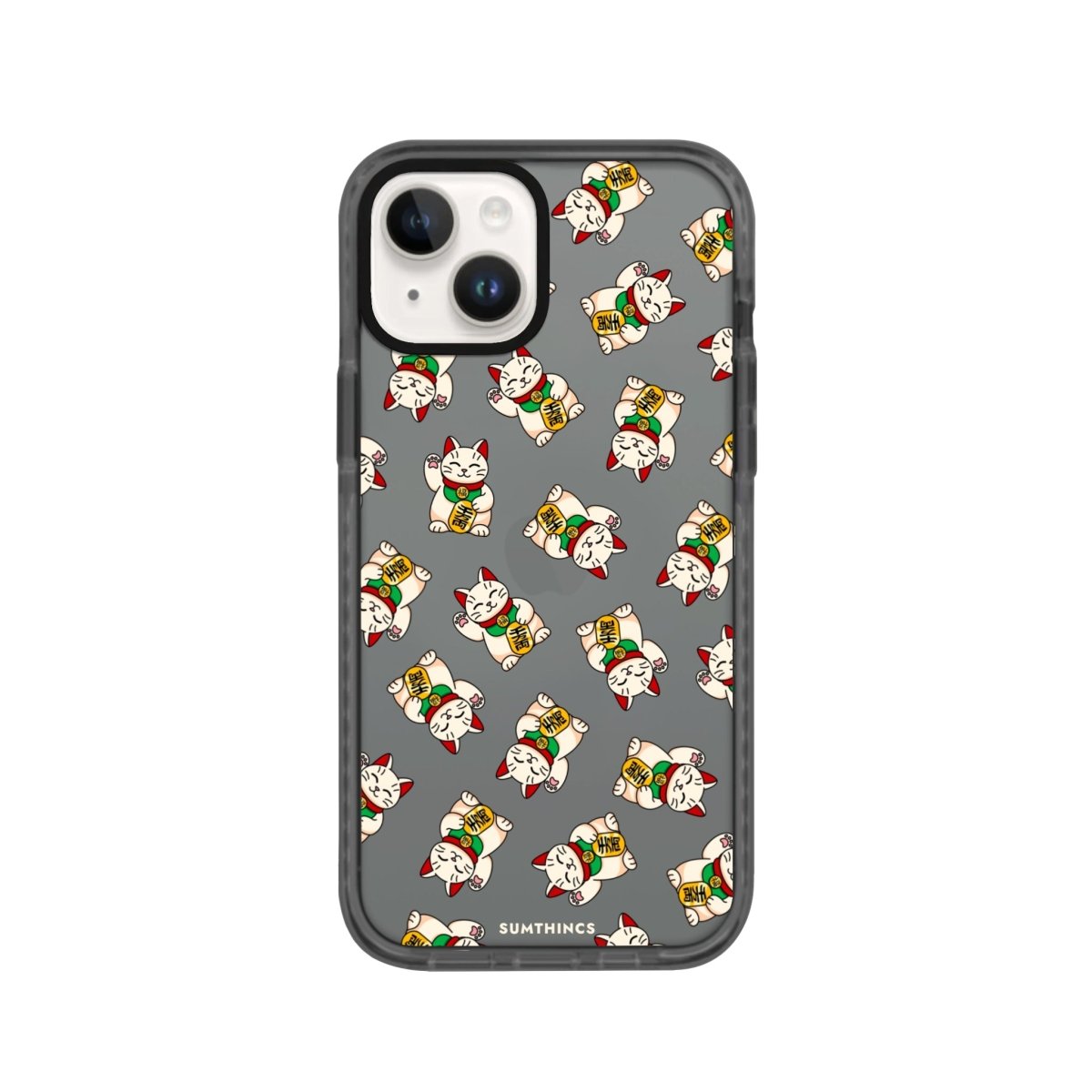 iPhone 14 Plus Maneki Neko Procase Şeffaf Telefon Kılıfı Antrasit - SUMTHINCS