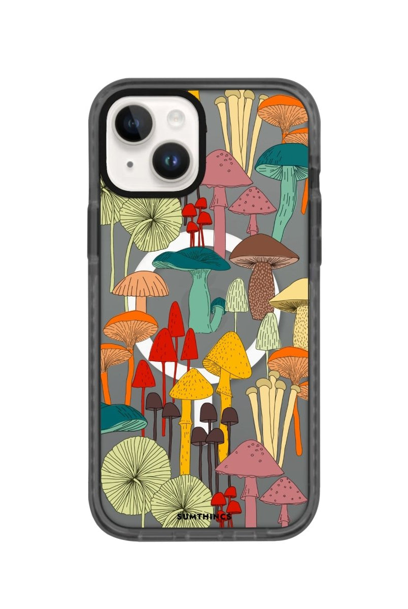 iPhone 14 Plus Mushrooms Magsafe Procase Şeffaf Telefon Kılıfı Antrasit - SUMTHINCS