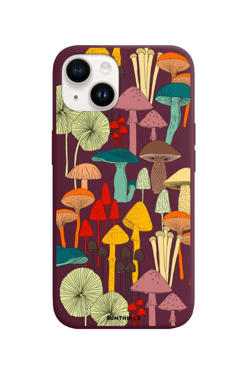 iPhone 14 Plus Mushrooms Premium Telefon Kılıfı Bordo - SUMTHINCS