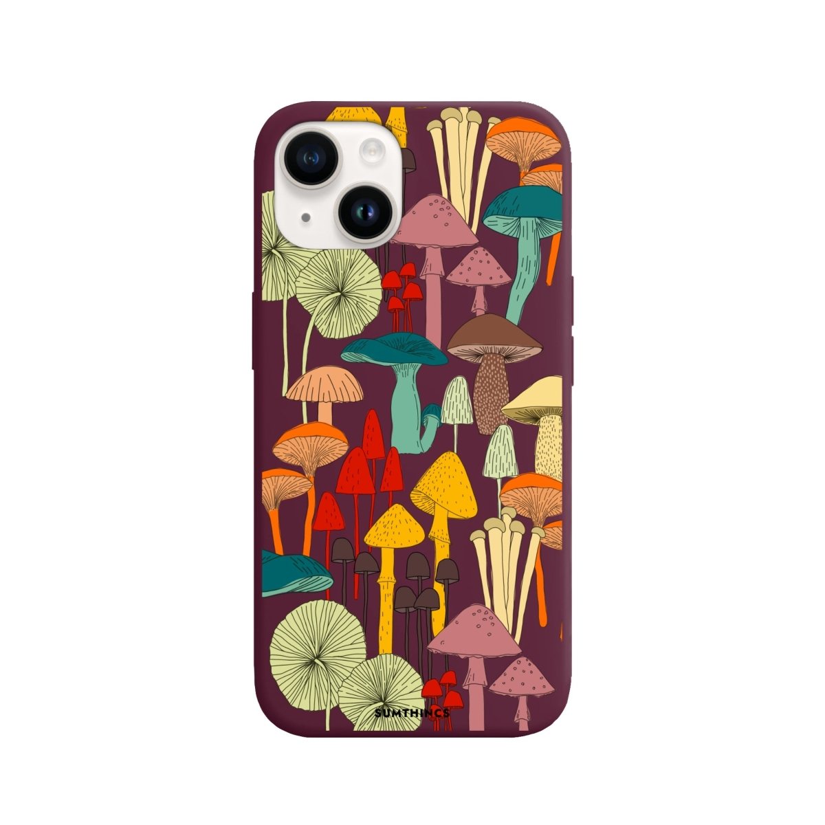 iPhone 14 Plus Mushrooms Premium Telefon Kılıfı Bordo - SUMTHINCS