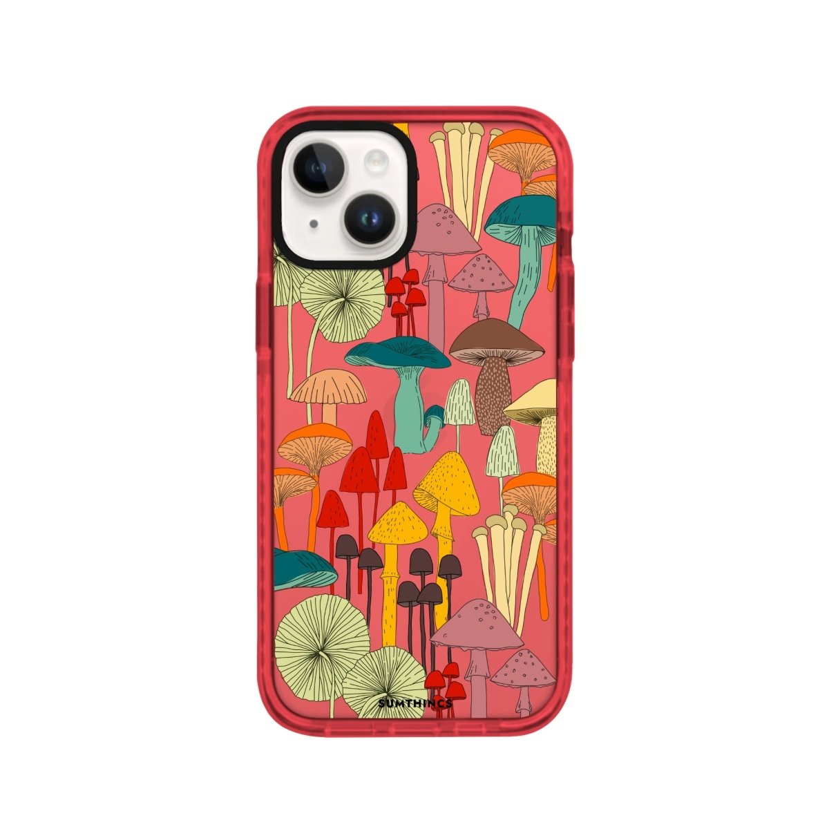 iPhone 14 Plus Mushrooms Procase Şeffaf Telefon Kılıfı Kırmızı - SUMTHINCS
